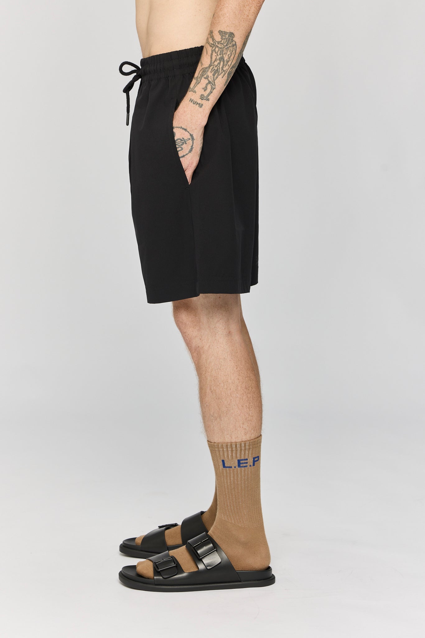 l.e.p studio - poly black shorts