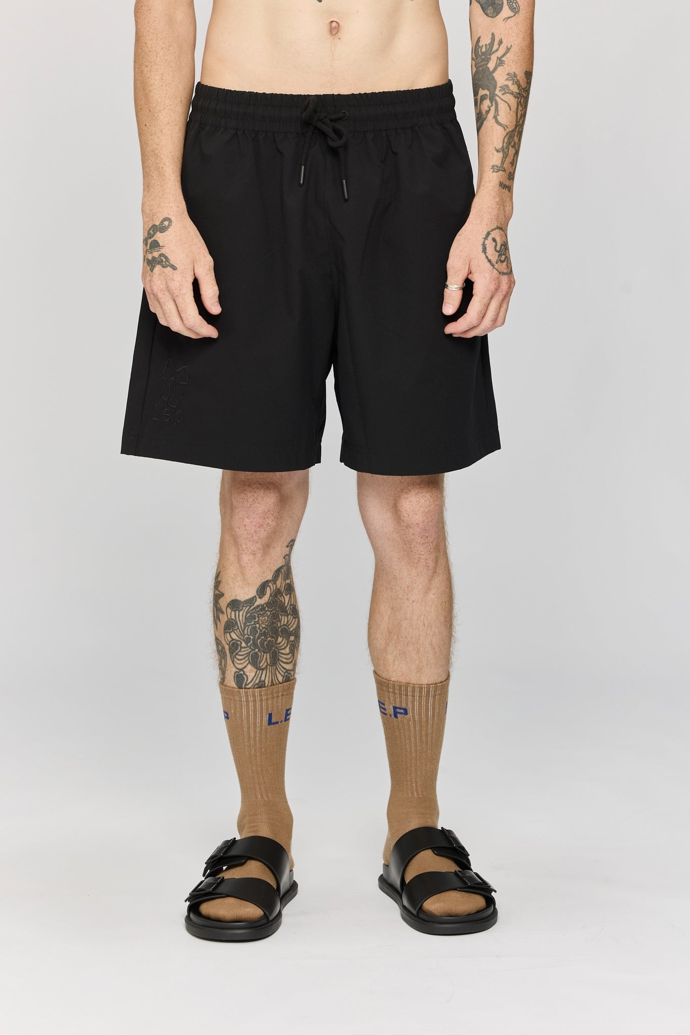 l.e.p studio - poly black shorts