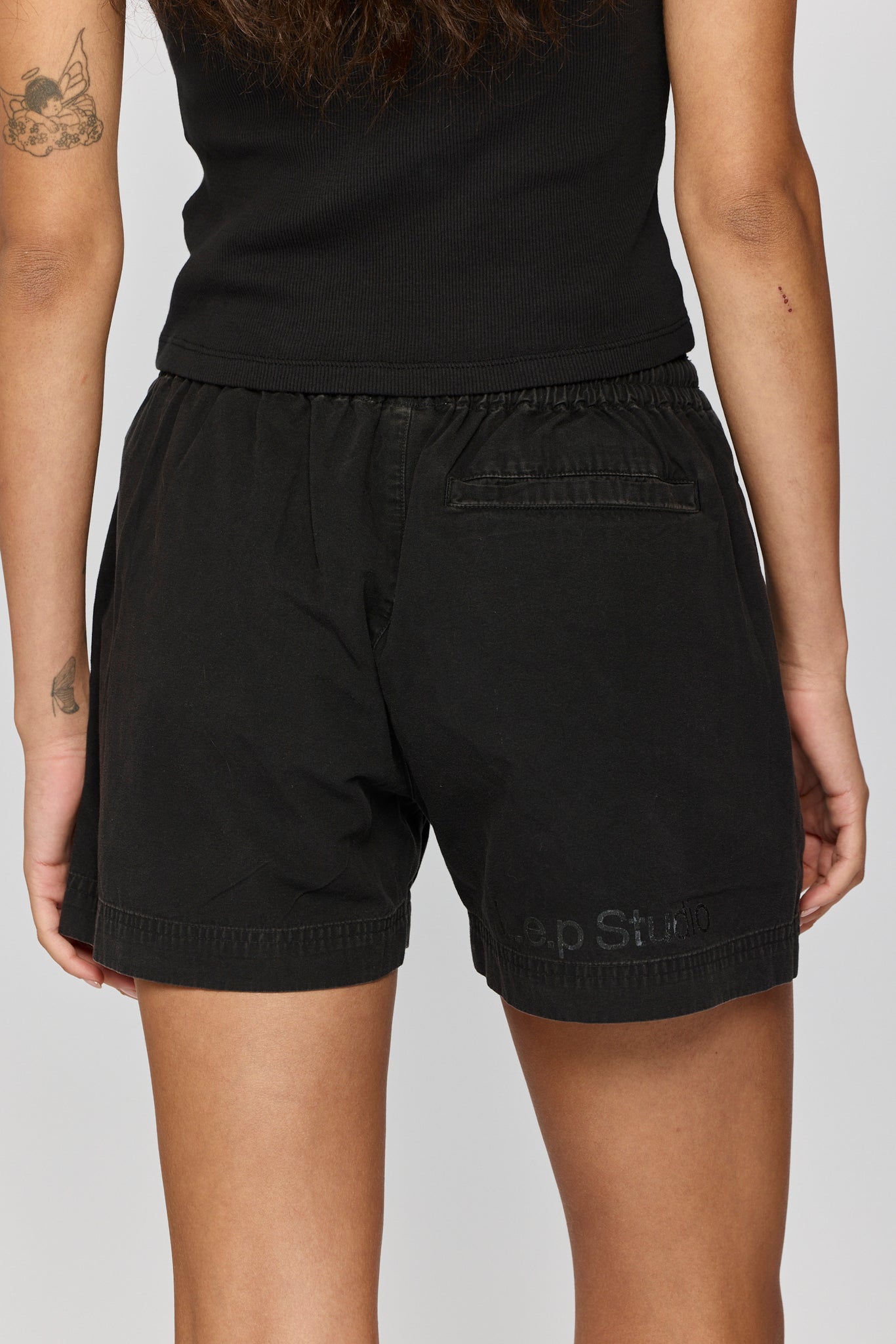 l.e.p studio - washed black shorts