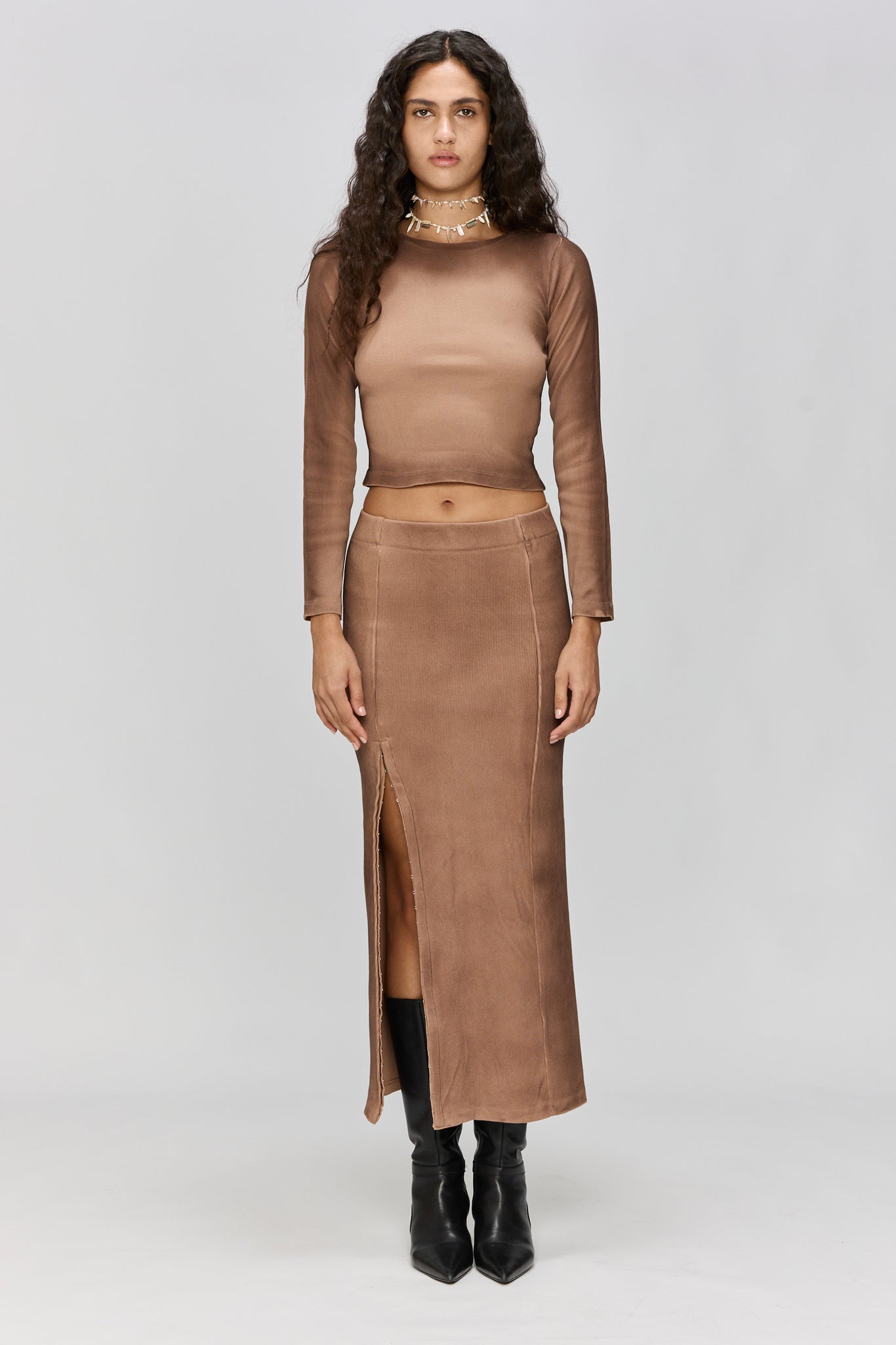 L.E.P HOOK SKIRT BROWN