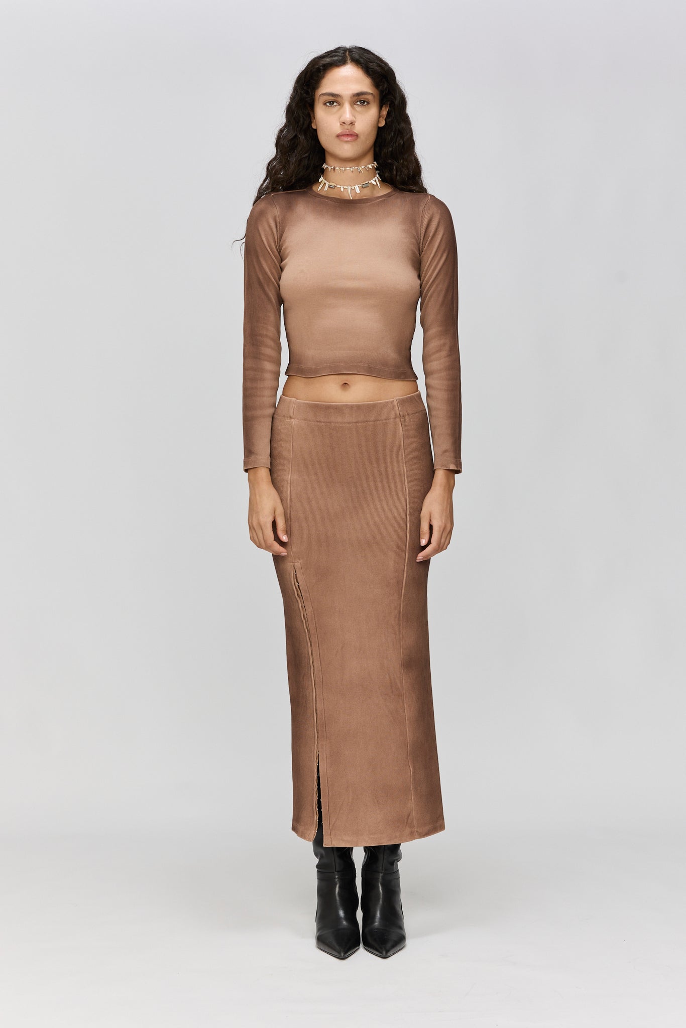 L.E.P HOOK SKIRT BROWN